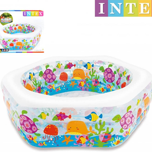 استخر بادی کودک اینتکس intex کف بادی 6 ضلعی طرح آکواریوم مدل 56493-اسباب بازی